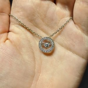 CZ charm necklace in silver-tone metal